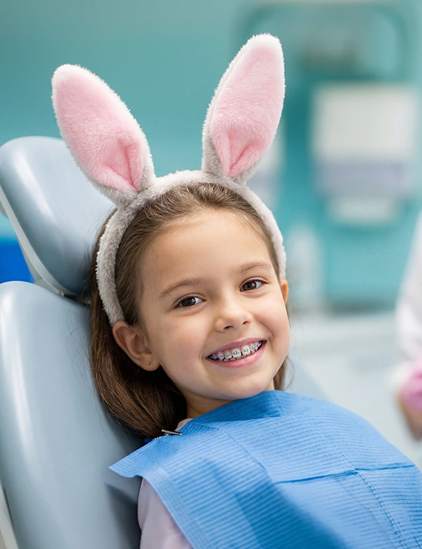 Child Smiling im Dental chair